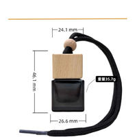 Vente en gros de flacons de parfum pour voiture rechargeables, diffuseur d'air carré en verre suspendu avec couvercle en bois pour huiles essentielles