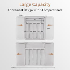 Organizador de Cubiertos Multifuncional Moderno de Plástico con Divisores Expandibles, Bandeja de Lujo de Plástico PP para Cocina y Hogar - Product Image 3