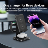 Station de charge sans fil 15W, support de charge sans fil 3 en 1 pour IWatch, chargeur sans fil rapide pour iPhone 16 pour écouteurs