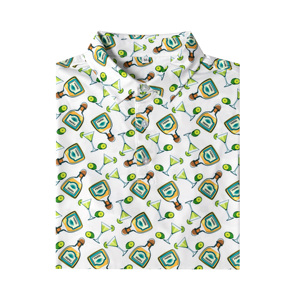 Wholesale Green Men's Cocktail Print <b>Golf</b> Polo <b>Shirt</b> <b>Funny</b> Novelty Pattern Quick Dry Moisture Wicking Short Sleeve Sportswear - Product Image 3