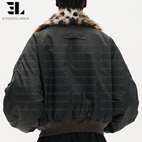 Veste bomber réversible en fausse fourrure léopard LARSUR Custom Factory, veste tactique utilitaire courte, veste de pilote en nylon satiné MA 1 MA-1