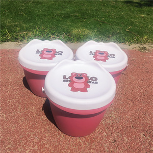 Lolo Bear Plastic <b>Bucket</b> <b>With</b> <b>Lid</b> 24x20cm For Kids Storage And Bath Use - Product Image 4