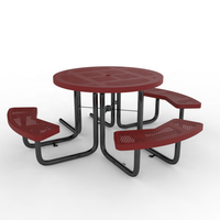 Table et chaises rondes en acier robuste de style moderne ADA OEM 46 pouces, table de pique-nique d'extérieur