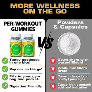 Vente chaude de marque privée bio Per-Workout Gummies saveur de pomme vitamine B12 pour adultes suppléments à base de plantes énergie longue durée - Product Image 4