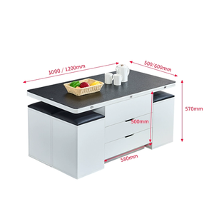 Table à café/salle à manger extensible pliable multifonction moderne personnalisée avec 4 tabourets en verre trempé pour ensembles de meubles de maison - Product Image 5