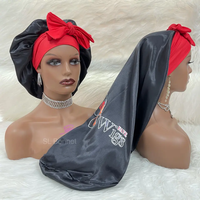 Grand bonnet enveloppant en satin à usage quotidien avec bandeau à nouer Bonnet de nuit soyeux pour adulte pour couverture de cheveux de sommeil pour femmes