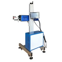 Machine de marquage laser 30W 40W CO2 en ligne, haute vitesse, pour gravure laser en vol sur convoyeur, date de production, plastique