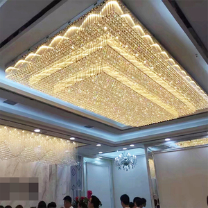 Trần cao đèn chùm trong nhà khách sạn trang trí thép không gỉ Glass pha lê hiện đại LED Đèn trần - Product Image 1