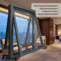 Ventana Moderna de Aluminio con Persianas, Abatible Verticalmente, con Ventilación, Doble Acristalamiento, Impermeable, para Exterior/Sótano