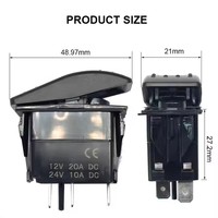 Interrupteur à bascule marin illuminé 12V 20A étanche SPST on OFF 3Pin pour voiture