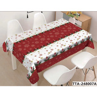 Nappe de Noël réutilisable, écologique, durable, imperméable en PVC, imprimée pour les fêtes, résistante aux taches d'huile, pour usage domestique