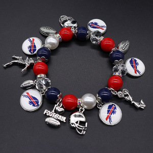 Pulseras con Colgante de Aleación de Zinc con el Logotipo de los Indianapolis Colts, Brazalete Elástico con Cuentas y Diseño Personalizado de Campeonato Universitario - Product Image 3