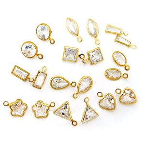 金飞定制女式饰品吊坠配件闪亮锆石套装铜材手工饰品发现组件 - Product Image 1