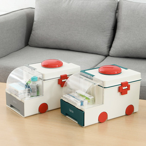 Super Factory Medicine Box Large Capacity Portable Plastic Home Use White Green - Product Image 2
