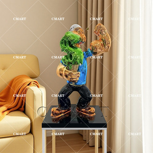 Scultura in Resina di Popeye <span class=keywords><strong>con</strong></span> Gelato a Forma di Dollaro, Decorazione Artistica per la Casa - Product Image 2