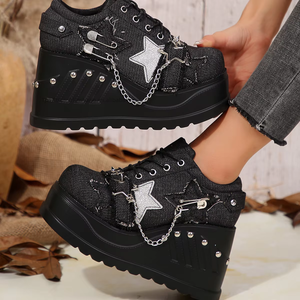 Nouvelle Collection Printemps – Chaussures Décontractées en Jean à Plateforme Épaisse pour Femme, Grande Taille, Semelle Compensée, Style Étoile, Chaussures Plates Sexy - Product Image 2
