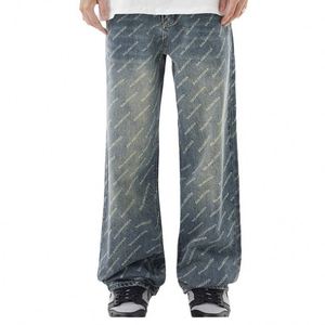 Pantalon en jean tendance pour garçons, coupe droite taille haute, style rétro, populaire auprès des jeunes - Product Image 5