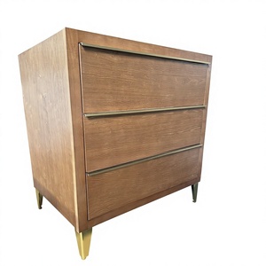<span class=keywords><strong>Commode</strong></span> de luxe Ferly en chêne massif avec 3 tiroirs, mobilier moderne en acier inoxydable pour la maison, le bureau, le salon et la chambre à coucher - Product Image 2
