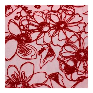 100% 폴리 에스테르 그물 얇은 명주 그물 장미 빨간 꽃 무리 메쉬 직물 그물 직물 여성 패션 의류 - Product Image 1