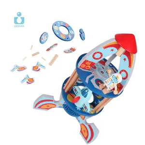 Udeas Montessori Speelgoed Diy Kinderen Hout 3D Puzzel Speelgoed Houten Raket Speelgoed Prinses Kasteel