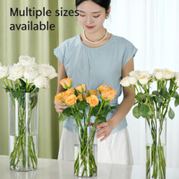Vase à fleurs en plastique rond transparent en PET, design traditionnel, écologique, pour la décoration de mariage et de la maison