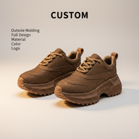 Nouvelle collection 2026 : Baskets compensées marron pour femme, entièrement ornées de strass, respirantes, à semelle épaisse, personnalisables (matériau, couleur, logo), vente en gros