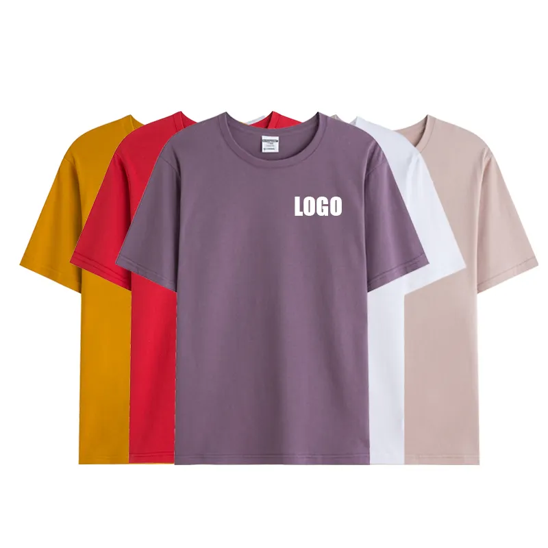Camiseta esportiva unissex com logotipo personalizado 100% algodão, camiseta de verão 190 gramas universal para homens e mulheres
