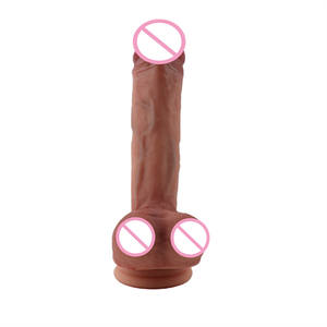 Silikon dildo mit einer Dichte und lackiertem Kopf Komfortable realistische Textur Aussehen Vene und <span class=keywords><strong>Brown</strong></span> Balls Sax Spielzeug für Mädchen - Product Image 2