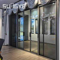Portes coulissantes en aluminium noir SUNGYE à faible entretien, double vitrage Low-E, multi-coulissantes pour jardin, villa, balcon