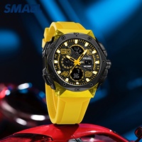 Montre sport numérique LED pour homme SMAEL 8113, résistante à l'eau 50 bars, alarme, chronomètre, bracelet en plastique, cadran lumineux, affichage de la date