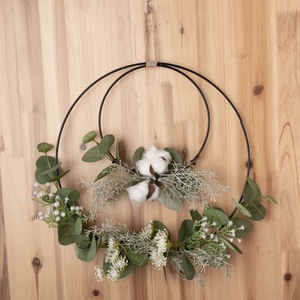 Guirlande murale double anneau en fleurs artificielles Zhinia, coton blanc, décoration de mariage et de maison CF01070 - Product Image 2