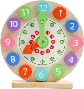 Wooden Clock Model Early Education Toddlers Learning Clock Toy Time Activity Toys Educational Toy Gift for Year Old Kids