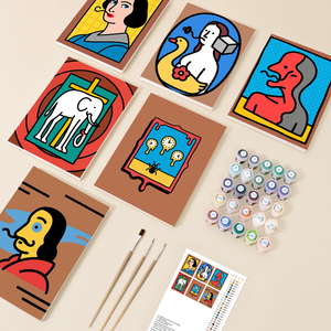 Orfon Pop Art <span class=keywords><strong>surrealismo</strong></span> 6 pezzi Mini Paint by Numbers Kit, piccolo dipinto fai da te in numeri, OEM Global Dropshipping - Product Image 1