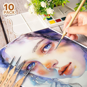 Miniature Paint <strong>Brushes</strong> 10pcs Detail Paint <strong>Brushes</strong> Flat Angle Filbert Detail <strong>Brush</strong> Set for Acrylic, Watercolor, Miniature <strong>Models</strong> - Product Image 2