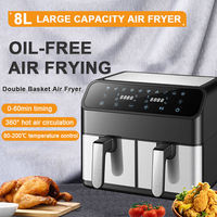 Friteuse à double casserole Friteuse électrique de grande capacité 8L Friteuse électrique multifonctionnelle à double baril Friteuse domestique en acier inoxydable