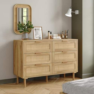 OEM Rattan Wooden Panel Living Room Furniture 6 Drawer <strong>Chest</strong> <strong>Storage</strong> - Product Image 1