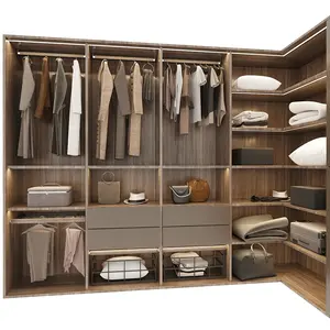 Móveis do quarto do pa modular de madeira design moderno caminhada no armário guarda-roupas