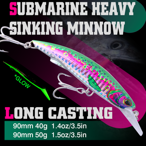 FJORD meilleure vente 90mm50g leurres de pêche de nuit rougeoyants ménés en plastique d'eau salée <span class=keywords><strong>pour</strong></span> la <span class=keywords><strong>dorade</strong></span> de saumon dans les ruisseaux acier métallique Durable - Product Image 2