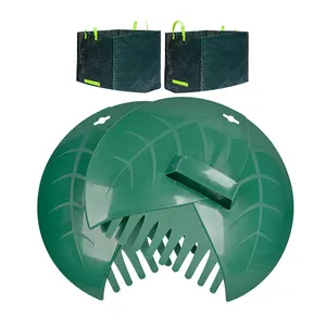 Winslow & Ross 4pcs durable plastic leaf scoops with garden waste bags hand leaf collector