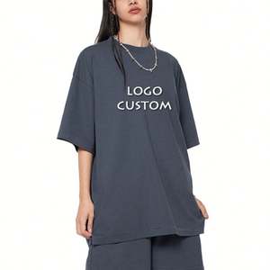 2025 vente en gros OEM coton demi manches femmes t-shirt décontracté couleur unie goutte épaule surdimensionné femmes t-shirts - Product Image 4