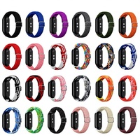 Bracelet de montre en nylon tissé rose avec cadre en TPU et boucle à clip pour Mi Band 3 4 5 6 7 8 9 10