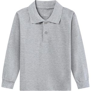 Kids Long Sleeve Solid Color <b>Polo</b> Shirt Casual School Uniform 2-15 Years - Product Image 1