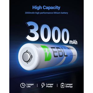 Piles primaires au lithium AA EBL haute performance 3000 mAh 1,5 V, lot de 16, pour appareils de haute technologie, non rechargeables - Product Image 6