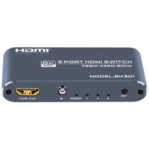 FJ-8K301 Fjgear 3 พอร์ต <span class=keywords><strong>8k</strong></span> สวิตช์ hdmi 3 ใน 1 ออก hdmi2.1 3 โฮสต์แบ่งปัน 1 จอภาพ 7680*4320/60hz - Product Image 3