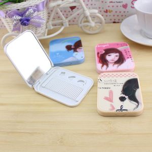 Cute Cartoon <b>Mirror</b> And Comb Set 6.5x8.5Cm With Portable Case For Makeup And Daily Use - Product Image 2