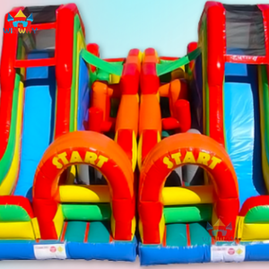 Tobogán Inflable Comercial Colorido con Obstáculos Dobles para Juegos - Product Image 4