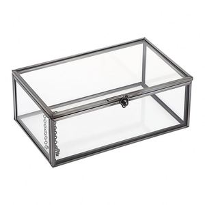 <b>Large</b> Rectangular Glass Trinket <b>Box</b> with Silver Finish for Preserved Roses and Eternal Flower <b>Gift</b> Packaging Solutions - Product Image 5
