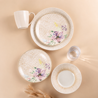 Nouveau Fournisseur de Vaisselle en Porcelaine Fine (Bone China) – Service de Table en Céramique 24 Pièces avec Motif Floral pour Usage Quotidien à la Maison et à la Table à Manger