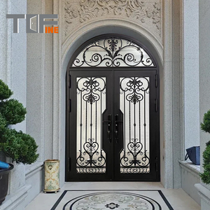 Guangzhou <span class=keywords><strong>Pas</strong></span> <span class=keywords><strong>Cher</strong></span> Haute Qualité Métal Simple Design Intérieur Verre Fer Forgé Autre Portail Coulissant Porte d'Entrée Simple avec Cheval - Product Image 5