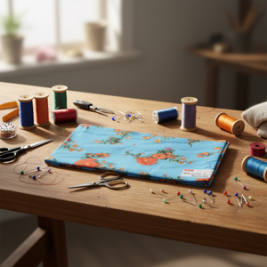 Accessorio in tessuto Ilan 100cmx150cm con stampa floreale blu per lavori artigianali - Product Image 2